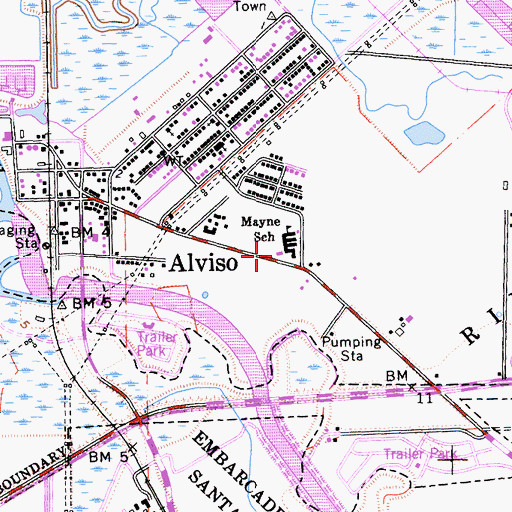 Topographic Map of George Mayne Elementary School, CA