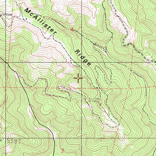 Topographic Map of McAllister Ridge, CA