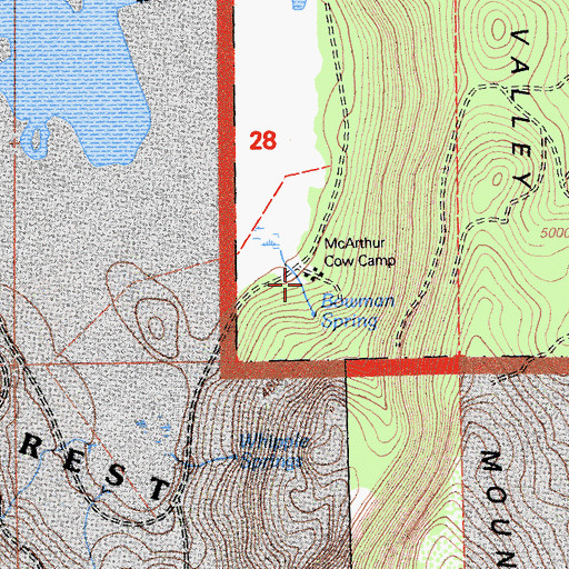 Topographic Map of McArthur Cow Camp, CA