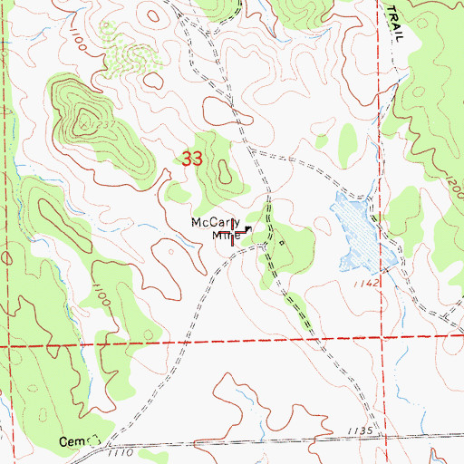Topographic Map of McCarty Mine, CA