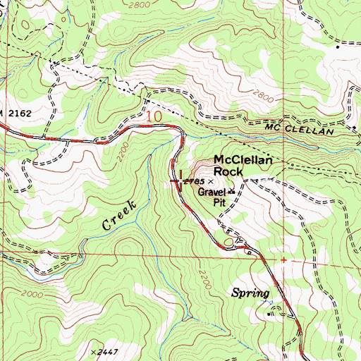 Topographic Map of McClellan Rock, CA