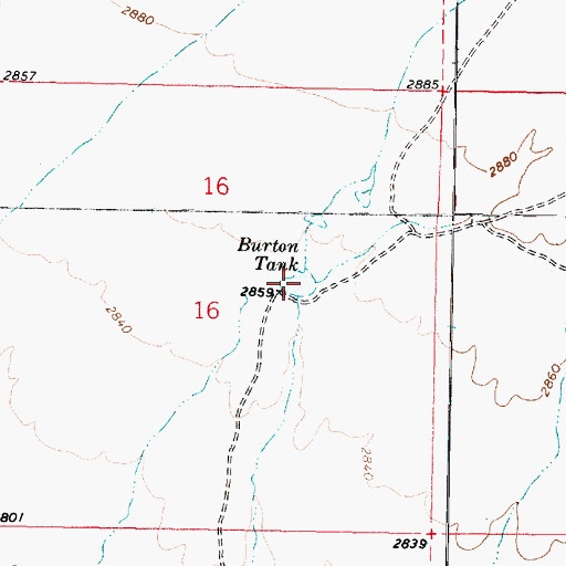Topographic Map of Burton Tank, AZ