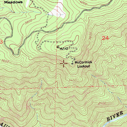 Topographic Map of McCormick Lookout, CA