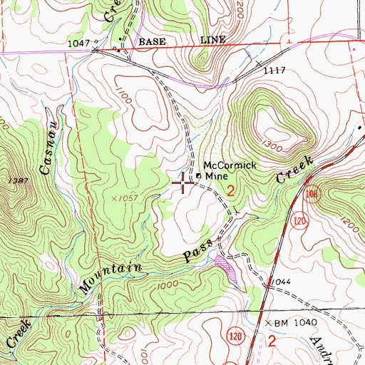 Topographic Map of McCormick Mine, CA