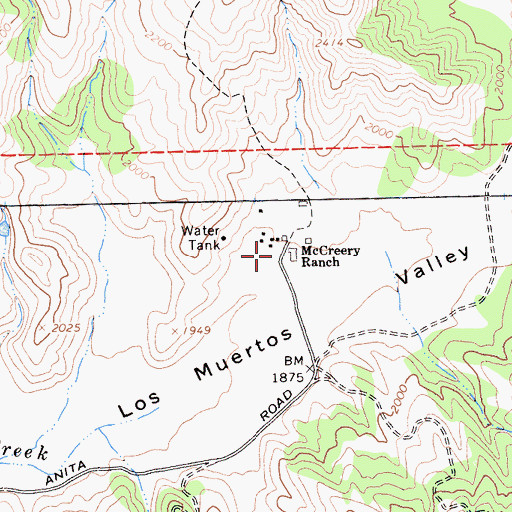 Topographic Map of McCreery Ranch, CA