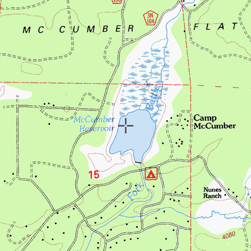 Topographic Map of McCumber Reservoir, CA