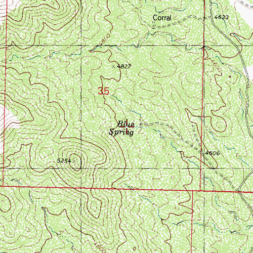 Topographic Map of Blue Spring, AZ