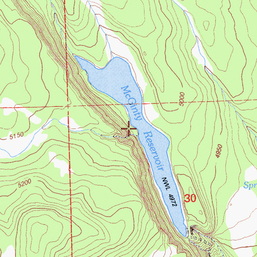 Topographic Map of McGinty Reservoir, CA