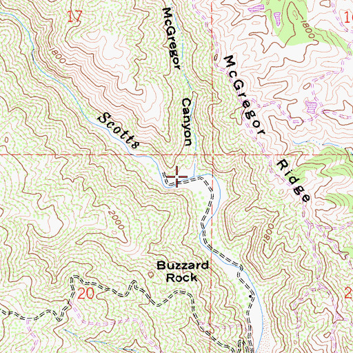 Topographic Map of McGregor Canyon, CA