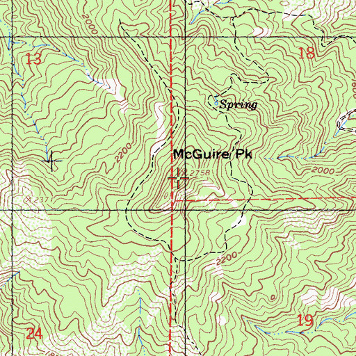 Topographic Map of McGuire Peak, CA