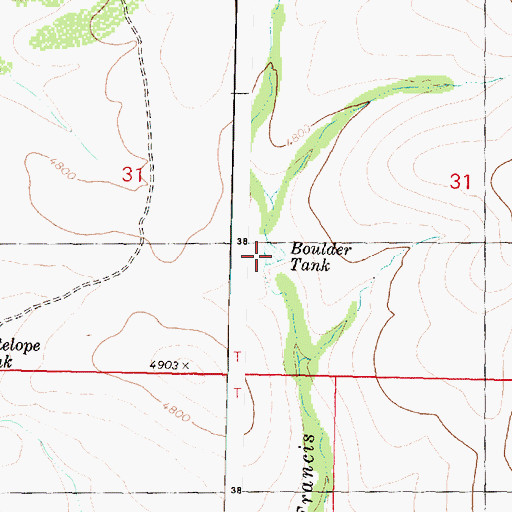 Topographic Map of Boulder Tank, AZ