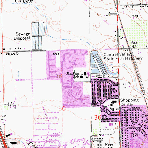 Topographic Map of James A McKee Elementary School, CA