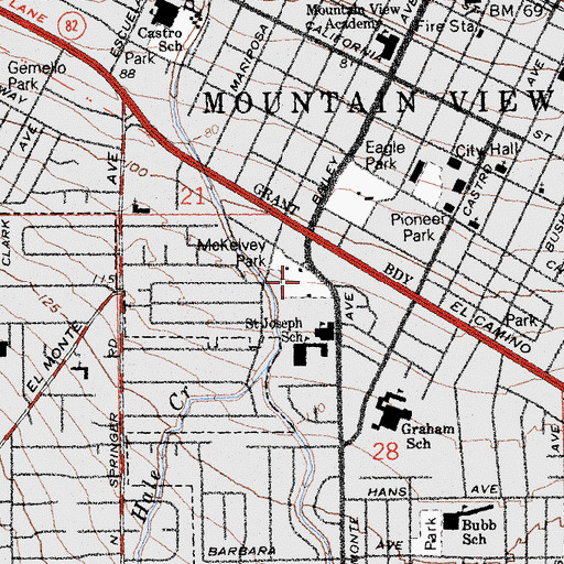 Topographic Map of McKelvey Park, CA