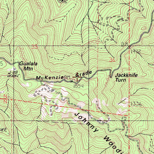 Topographic Map of McKenzie Grade, CA