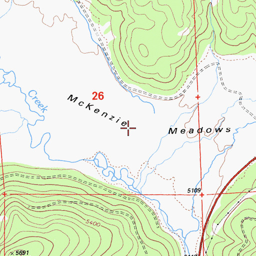 Topographic Map of McKenzie Meadows, CA