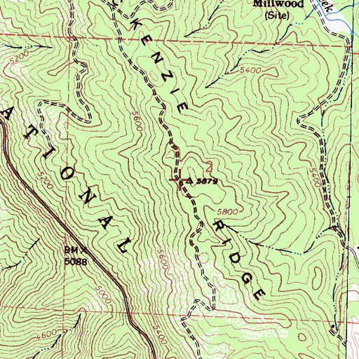 Topographic Map of McKenzie Ridge, CA