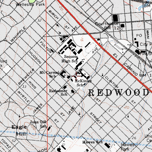 Topographic Map of McKinley Institute of Technology, CA