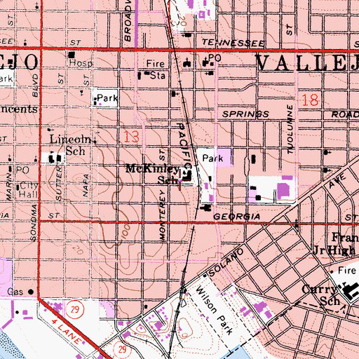 Topographic Map of McKinley School, CA