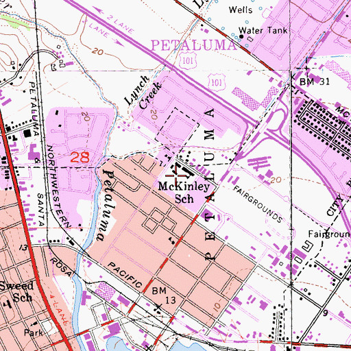 Topographic Map of McKinley Elementary School, CA