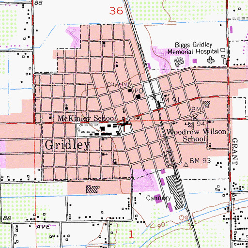 Topographic Map of McKinley Elementary School, CA