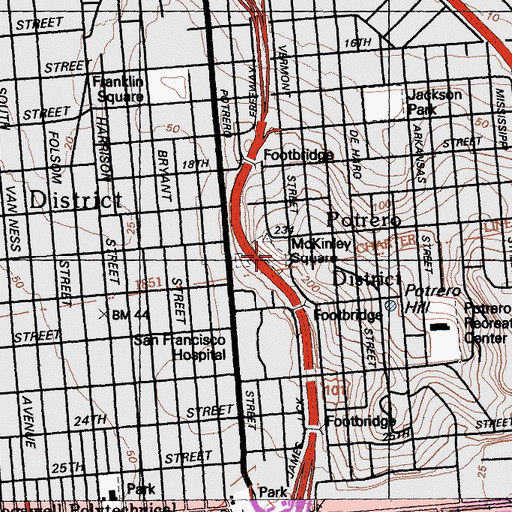 Topographic Map of McKinley Square, CA