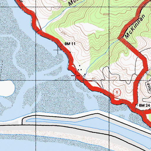 Topographic Map of McKinnan Gulch, CA