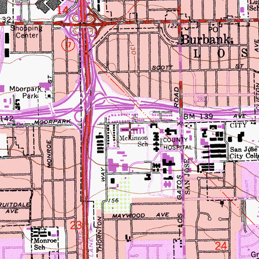 Topographic Map of McKinnon School, CA