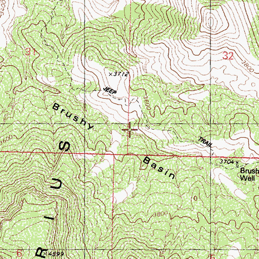 Topographic Map of Brushy Basin, AZ