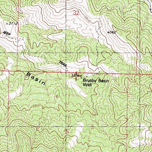 Topographic Map of Brushy Basin Well, AZ