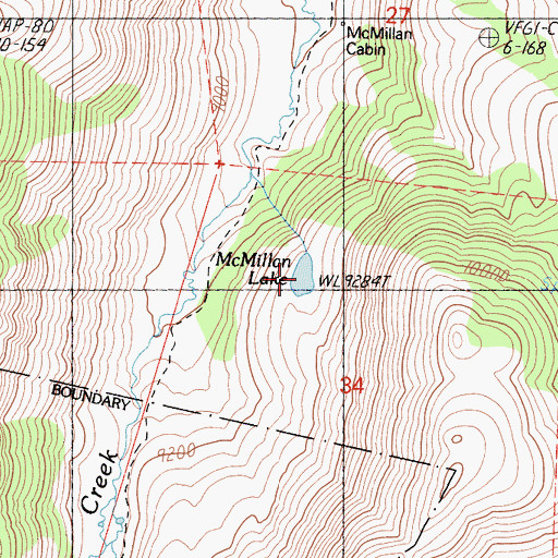Topographic Map of McMillan Lake, CA