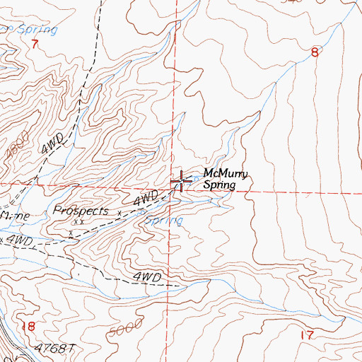 Topographic Map of McMurry Spring, CA