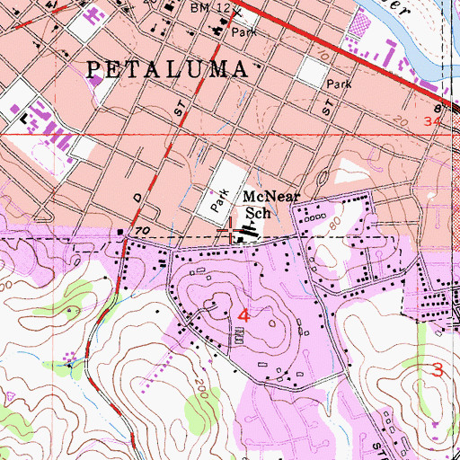 Topographic Map of McNear Elementary School, CA