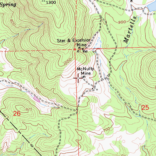 Topographic Map of McNulty Mine, CA