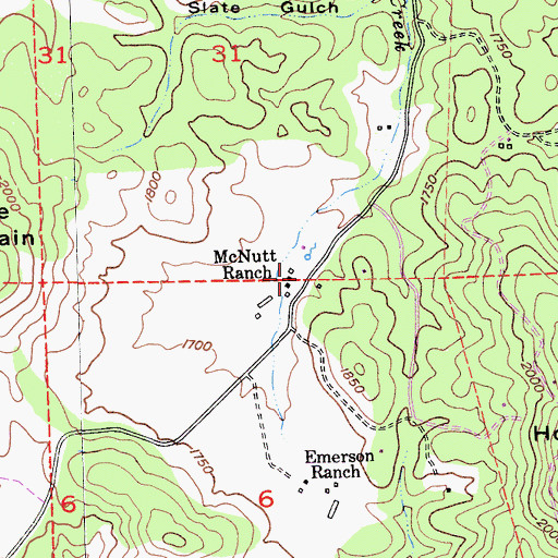 Topographic Map of McNutt Ranch, CA