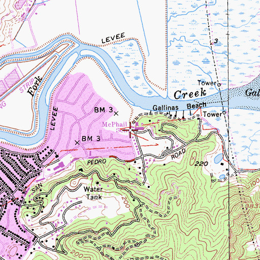 Topographic Map of McPhail School, CA