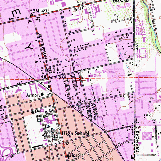Topographic Map of McPherson Elementary School, CA