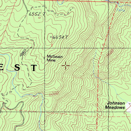 Topographic Map of McSwain Mine, CA