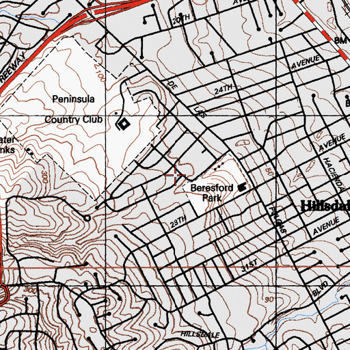 Topographic Map of Meadow Heights Elementary School, CA