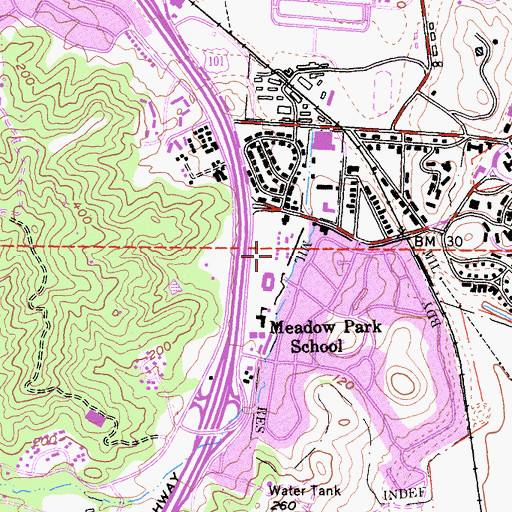 Topographic Map of Hamilton Meadow Park Elementary School, CA