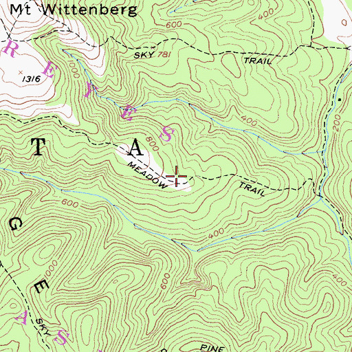 Topographic Map of Meadow Trail, CA