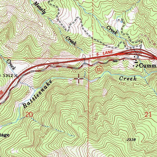 Topographic Map of Measly Creek, CA