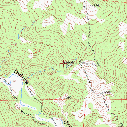 Topographic Map of Medcalf Ranch, CA