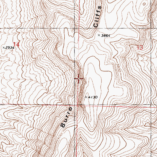 Topographic Map of Burro Cliffs, AZ