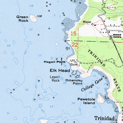 Topographic Map of Megwil Point, CA