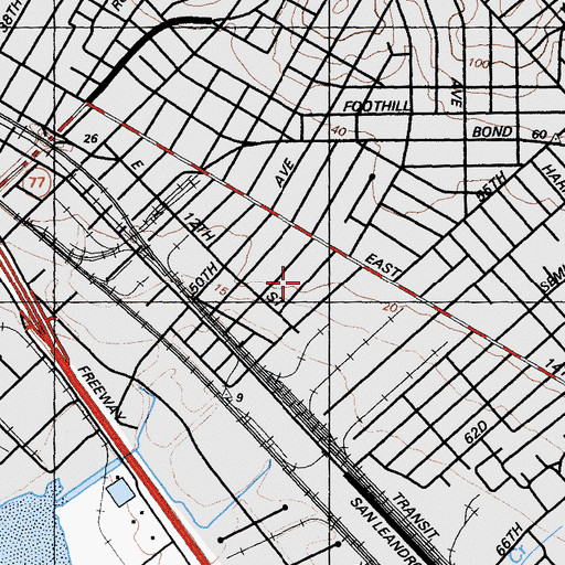 Topographic Map of Melrose Elementary School, CA