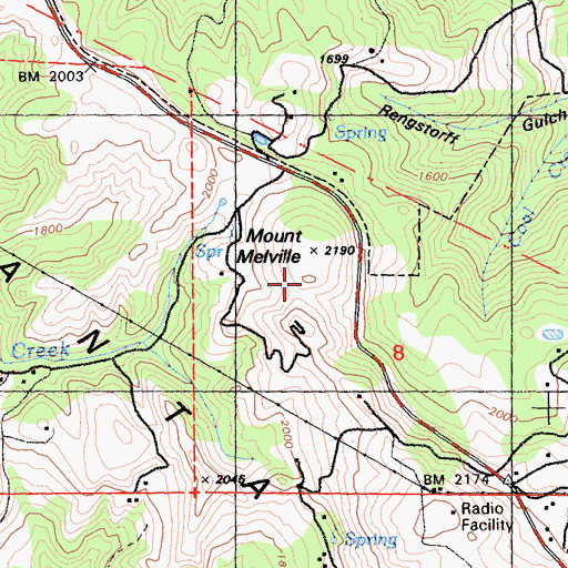 Topographic Map of Mount Melville, CA