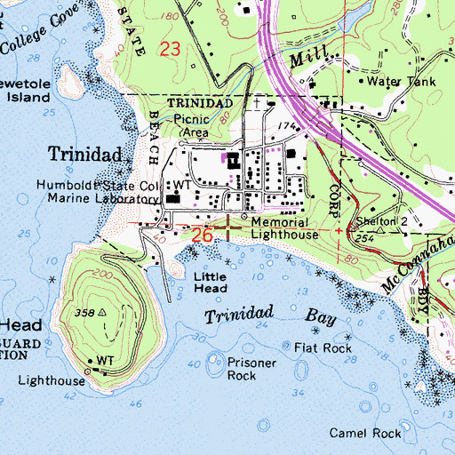 Topographic Map of Memorial Lighthouse, CA