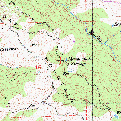 Topographic Map of Mendenhall Springs, CA