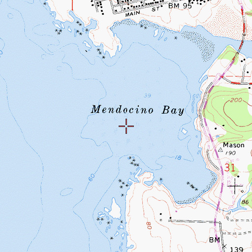 Topographic Map of Mendocino Bay, CA