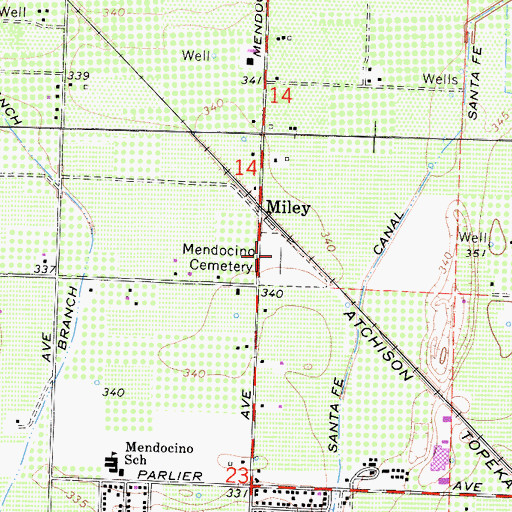 Topographic Map of Mendocino Cemetery, CA